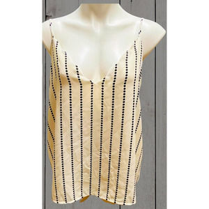 Socialite Bead Striped Spaghetti Strap Double Layer Blouse